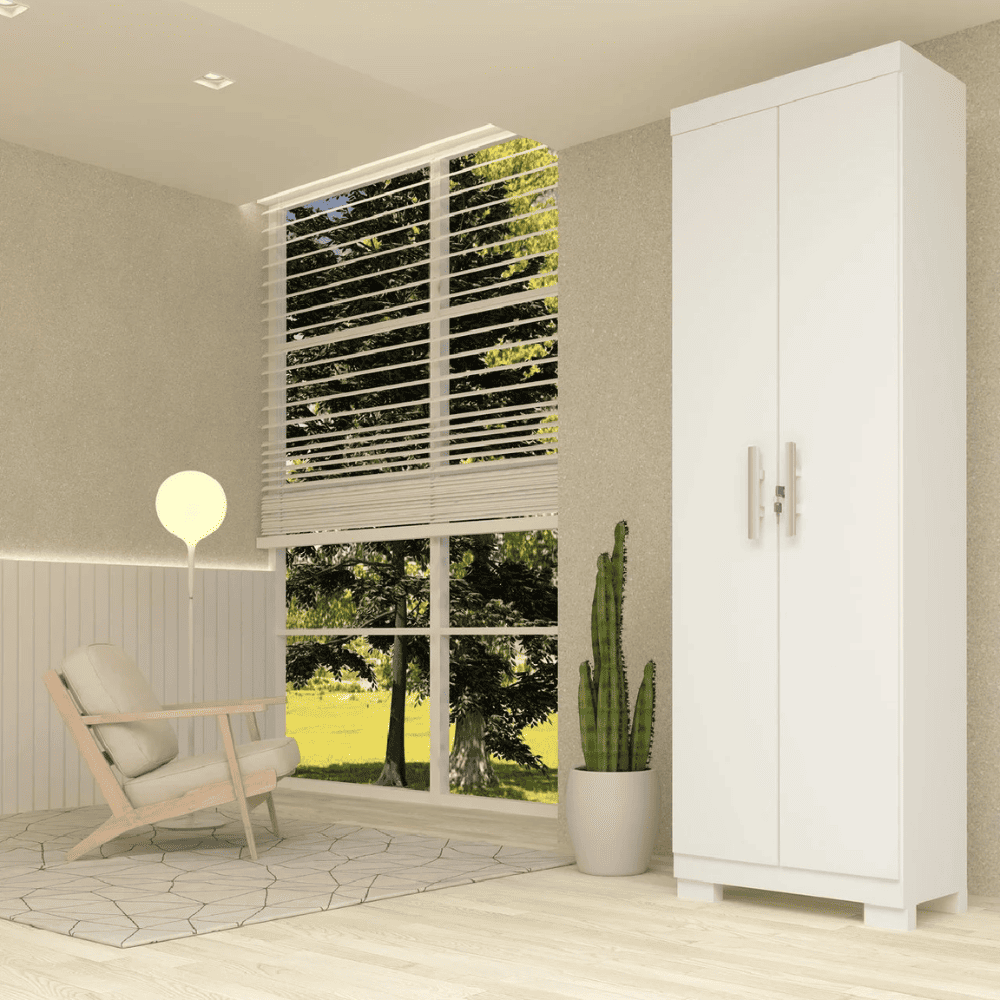 Arm&aacute;rio Multiuso 2 Portas 5 Prateleiras 188x60 cm Iris ACP - Branco, Branco, large image number 1